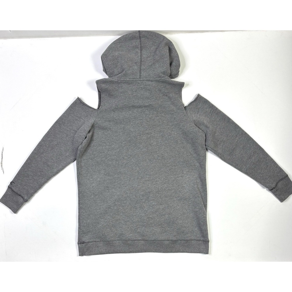 Hollister Hoodie Women's Medium Cut Out Shoulders Gray Sweatshirt Pullover - Picture 2 of 11